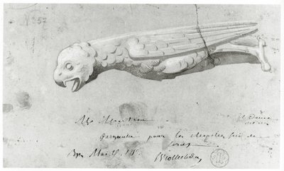 Drawing for the restoration of the gargoyles of Notre Dame, 1855 by Eugene Emmanuel Viollet le Duc